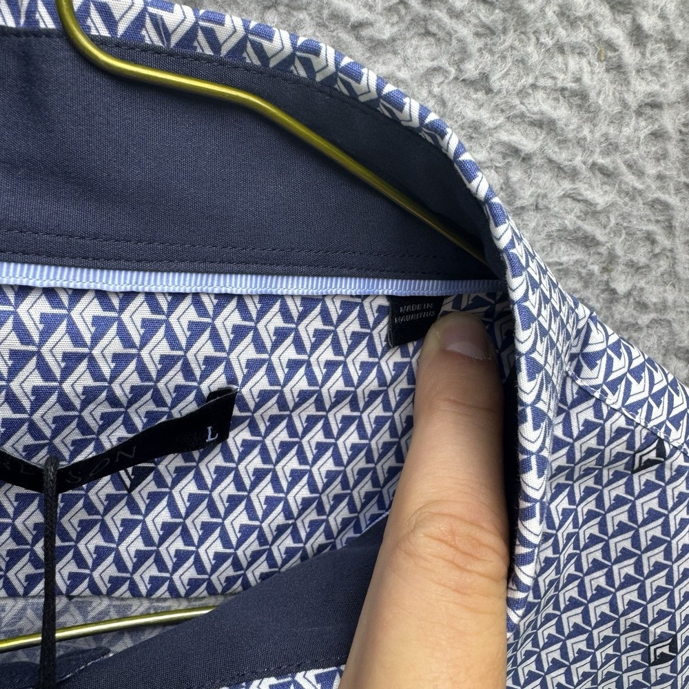 Greyson Dress Shirt Mens Large Blue Woodward Diamonds All Day Button Down NWT - Picture 6 of 15